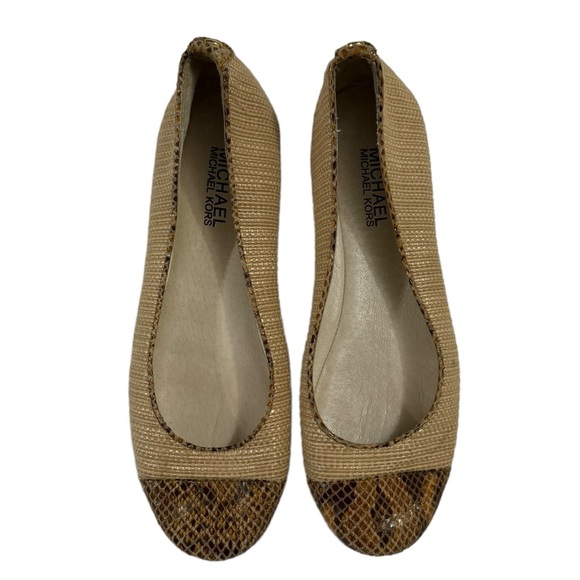Michael Kors Ballet Flat Shoes Size  Snake Skin Straw - Picture 5 of 6